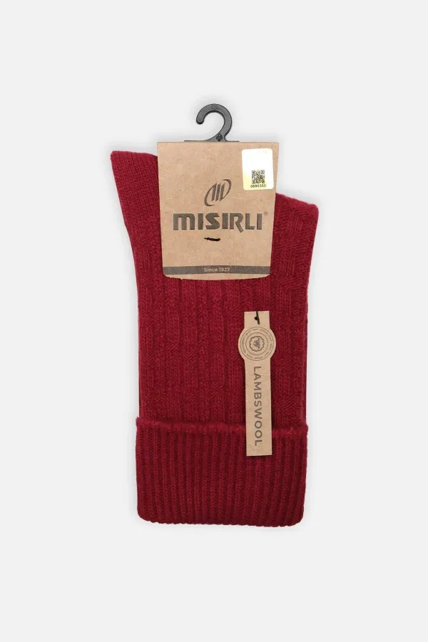 Chaussettes simples incurvées en laine de mouton rouge pour femmes égyptiennes