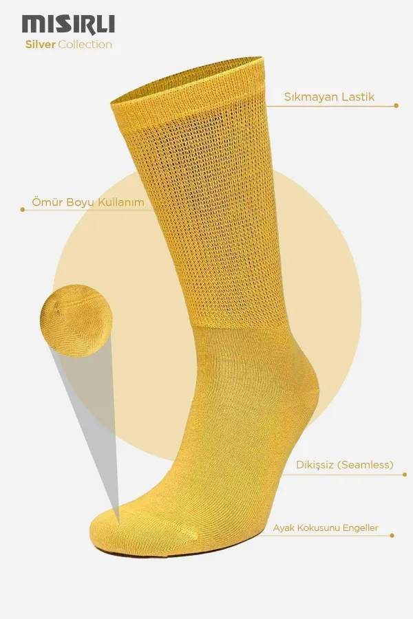 Mısırlı Kadın %10 GÜMÜŞ Madeni İçerikli Soket Çorap Sarı