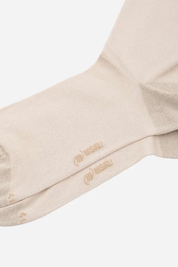 Mısırlı Erkek Merserize Tekli Nakışlı Süper İnce Soket Çorap Bej