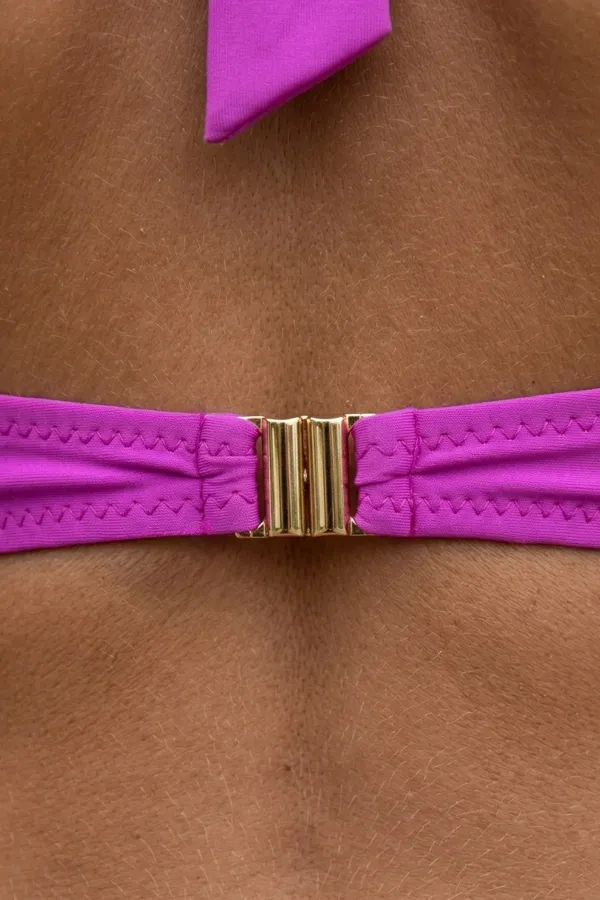 Mısırlı Aksesuarlı Uzun Üçgen Bikini Takım Fuşya