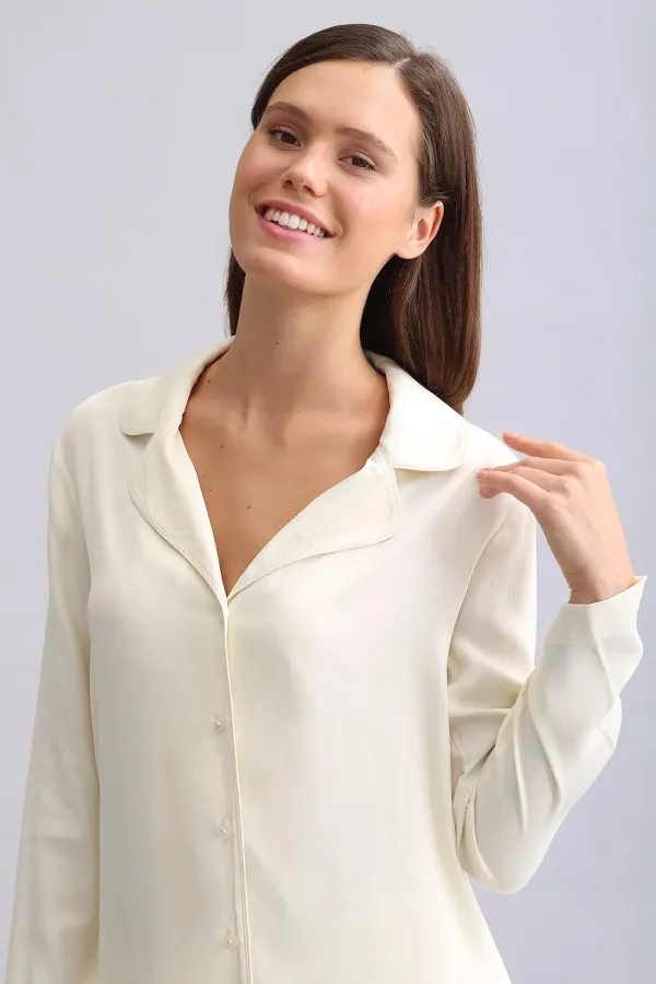 Mısırlı Women's Bamboo Pajama Set, Off-White