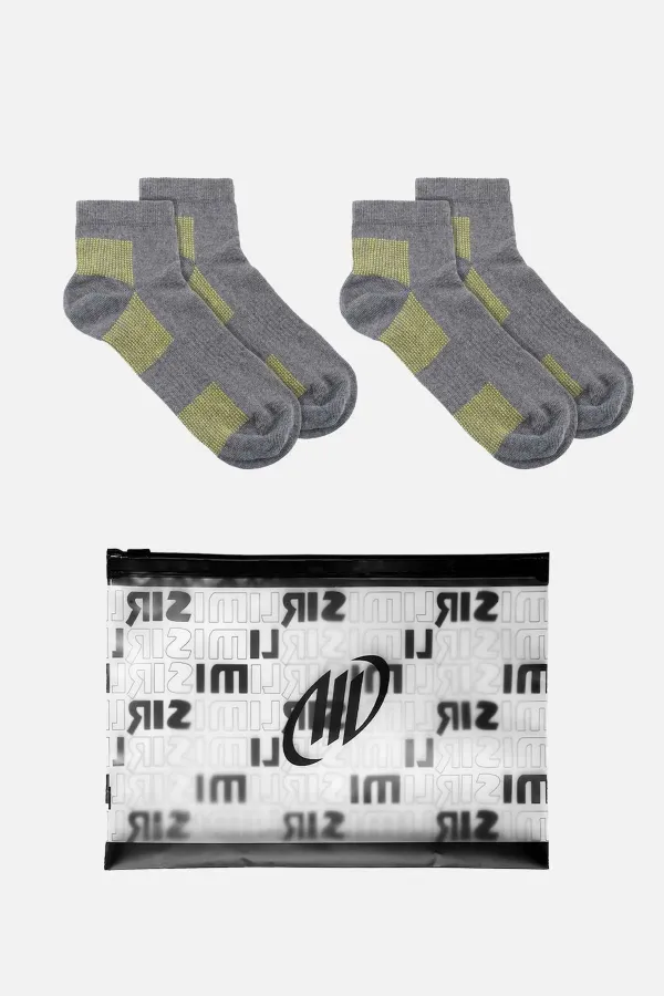 Mısırlı Unisex Coolmax 2 Çift Özel Paketli Kısa Konç Çorap Gri