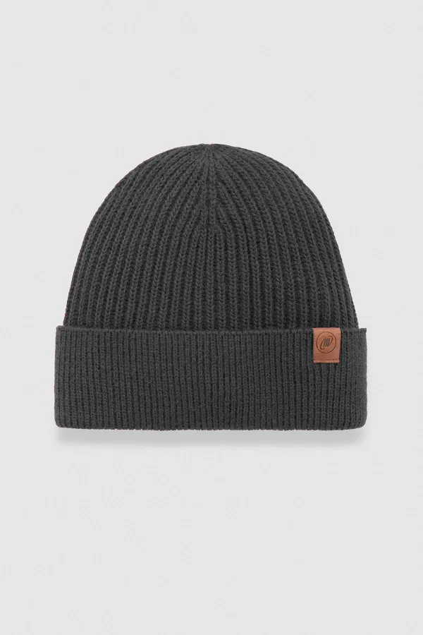 Ensemble écharpe et bonnet unisexe en laine égyptienne - Roseluis Anthracite