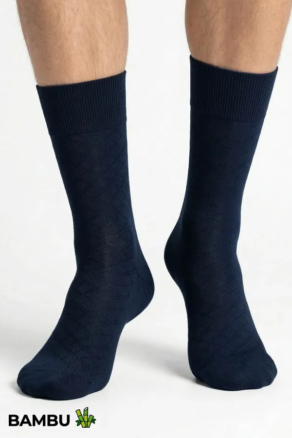 Men's Bamboo 6 Pairs Diamond Pattern Super Thin Ankle Socks Multicolored