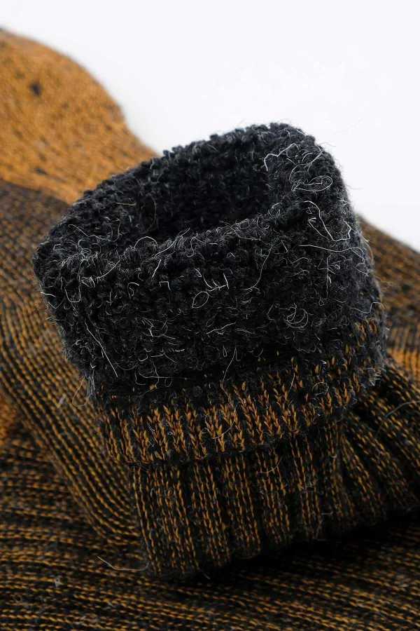 Chaussettes d'hiver unisexes en laine éponge d'alpaga égyptienne, anthracite/orange