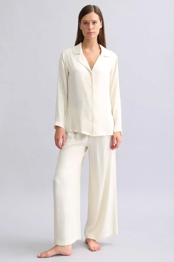 Mısırlı Women's Bamboo Pajama Set, Off-White