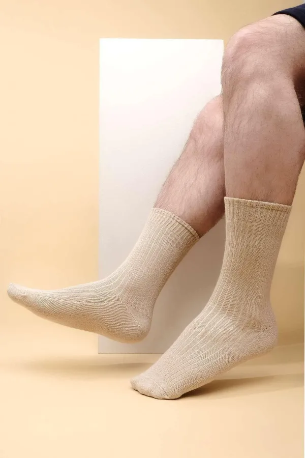 Chaussettes courtes en cachemire égyptien pour homme, 2 paires, noir/beige