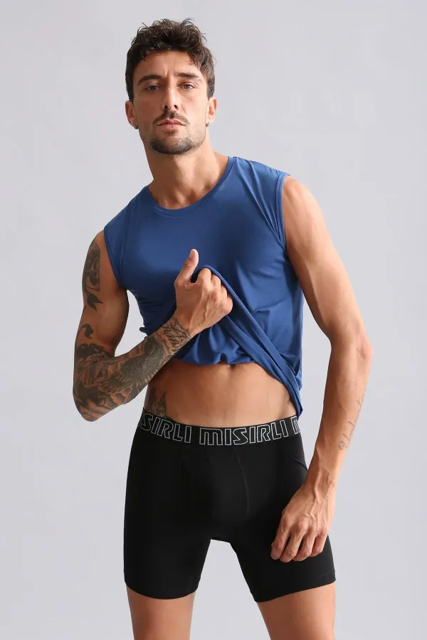 Mısırlı ORGANIC Pamuklu HERCULES Slim Fit Bisiklet Yaka Sporcu Atlet / T-Shirt Gece Mavisi