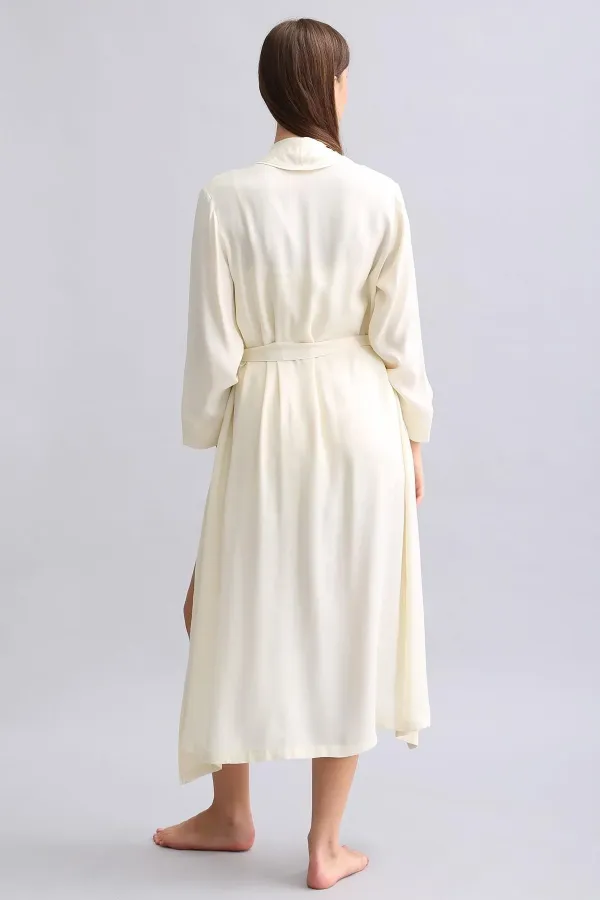 Mısırlı Kadın Bambu Sabahlık Ekru