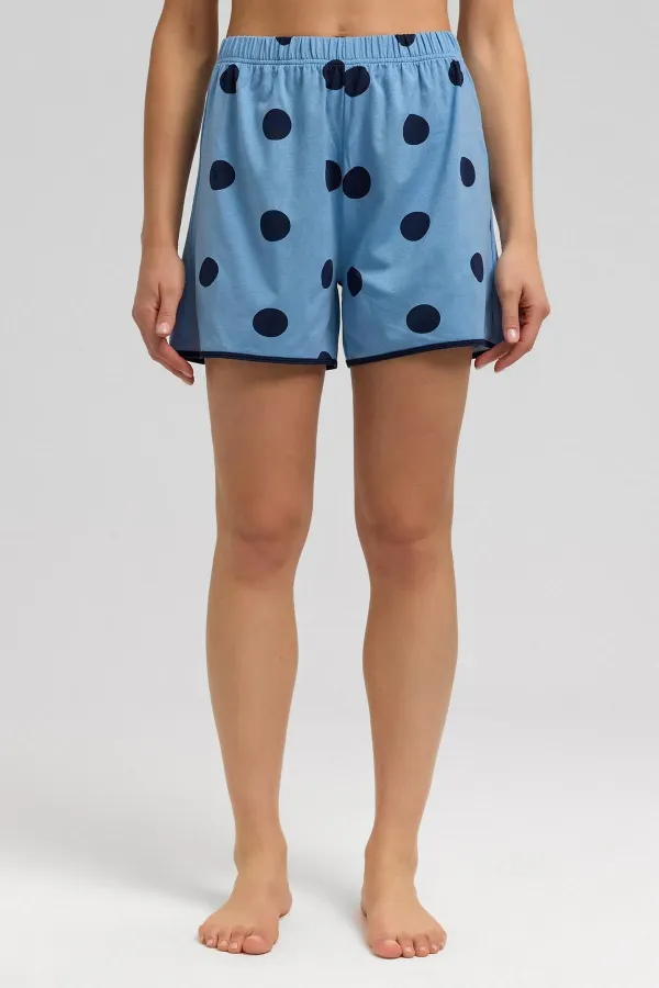 Mısırlı Women's Modal Knit Polka Dot Shorts Baby Blue