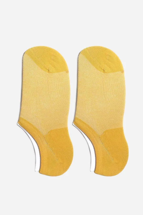 Mısırlı Kadın Pamuklu Tekli Yazlık No Show Çorap Sarı