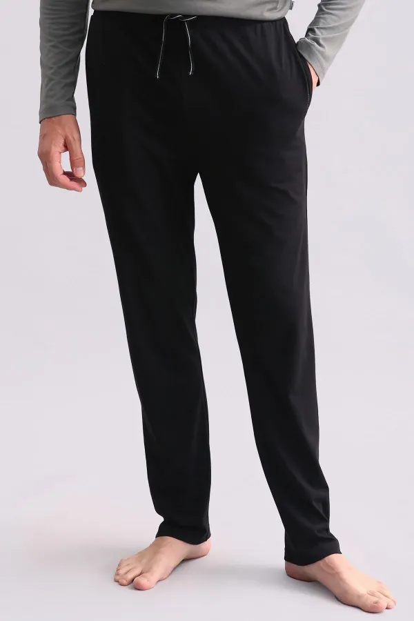 Ensemble pyjama homme égyptien en modal et coton mélangés, manches longues, col en V, gris chiné