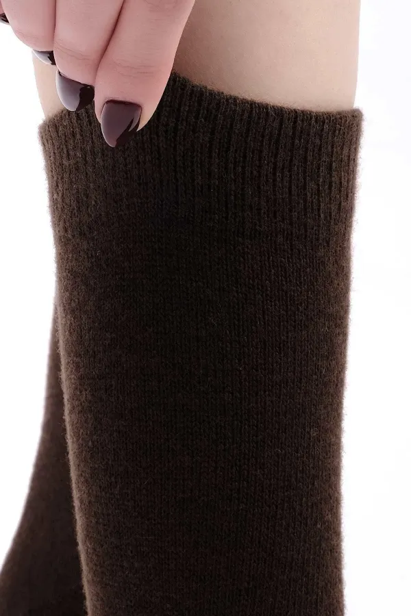 Mısırlı Kadın Koyun Yünü Tekli Soket Çorap Kahverengi