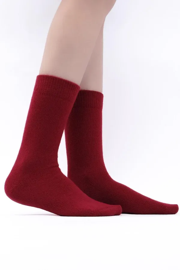 Chaussettes rouges à une seule chaussette en laine de mouton égyptienne pour femmes
