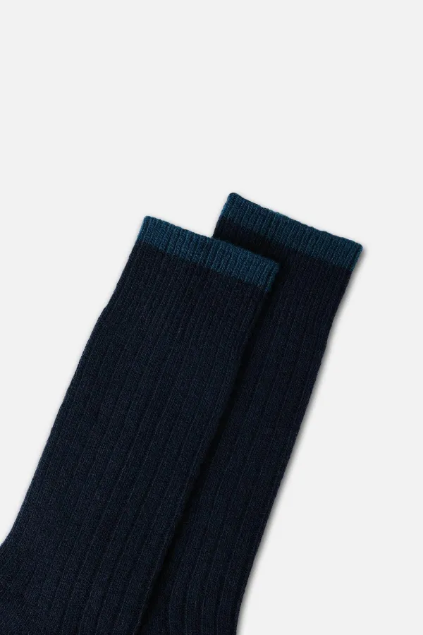 Mısırlı Erkek Kuzu Yünü (Lambswool) Tekli Soket Çorap Lacivert