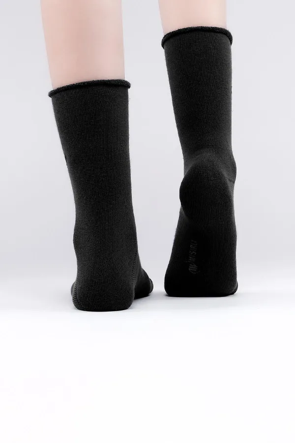 Mısırlı Kadın Organik Pamuklu Havlu Tekli Soket Çorap Siyah