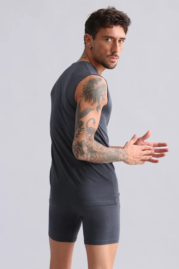 Mısırlı BAMBU HERCULES Slim Fit Bisiklet Yaka Sporcu Atlet / T-Shirt Antrasit