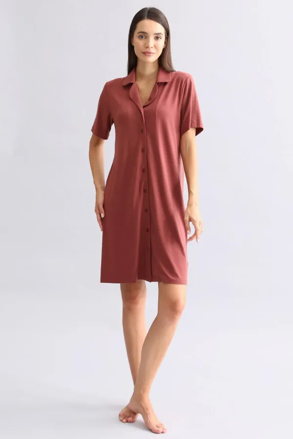 Mısırlı Women's Bamboo Nightgown Burgundy