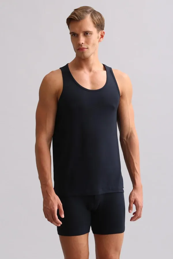 Mısırlı BAMBOO ZEUS LUXURY Regular Fit Basic Tank Top Navy Blue