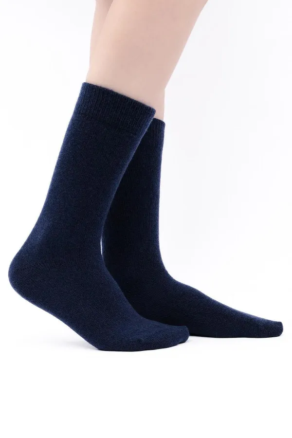 Chaussettes égyptiennes en laine de mouton, coloris indigo, à une seule chaussette