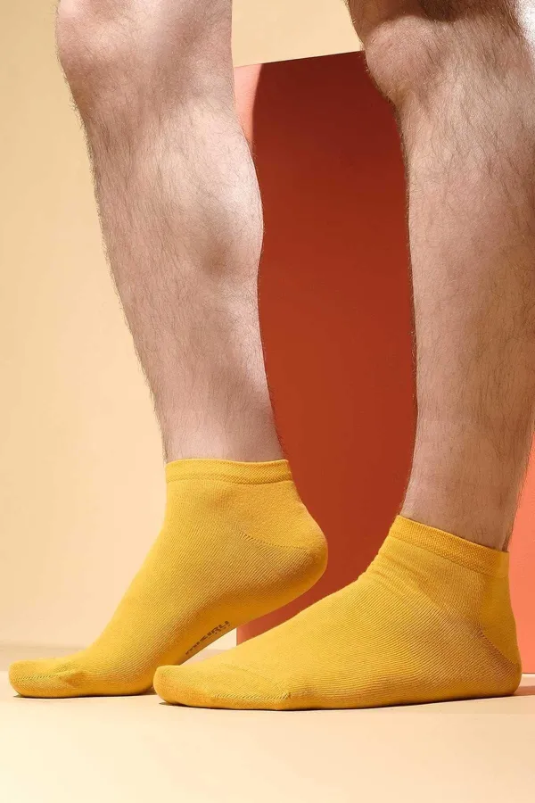 Mısırlı Erkek Pamuklu Tekli Yazlık Patik Çorap Sarı