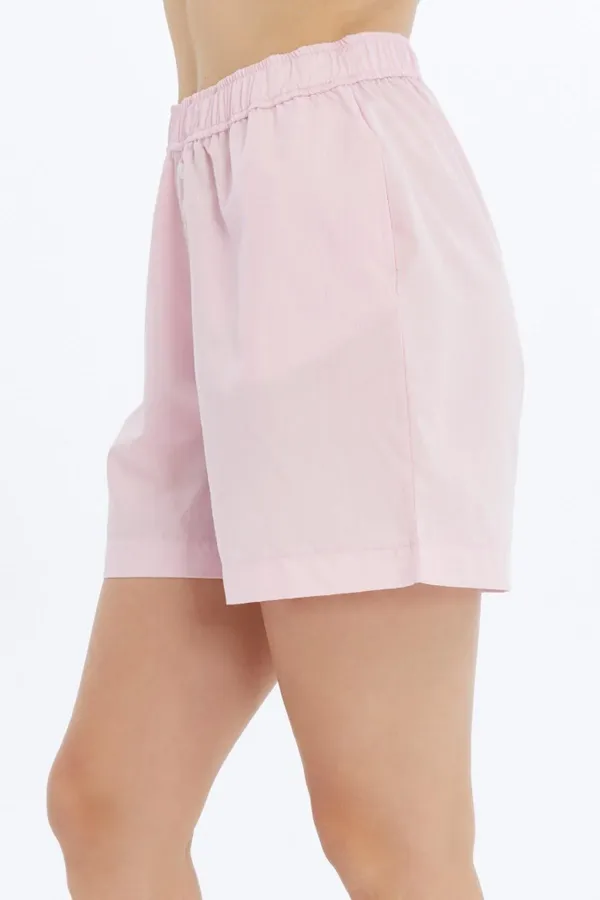 Mısırlı Pamuklu Poplin Şort Açık Pembe