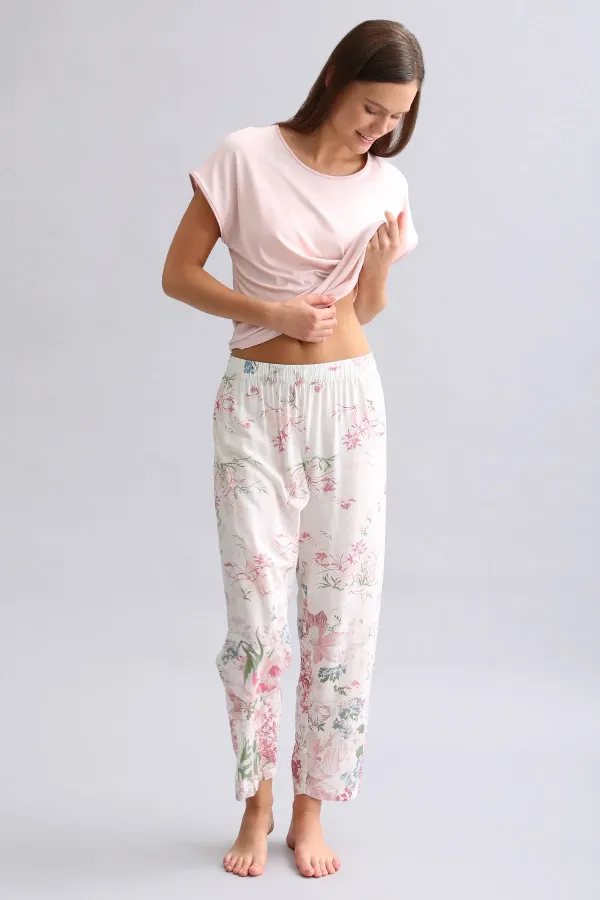 Bas de pyjama tissé pour femme égyptienne, rose