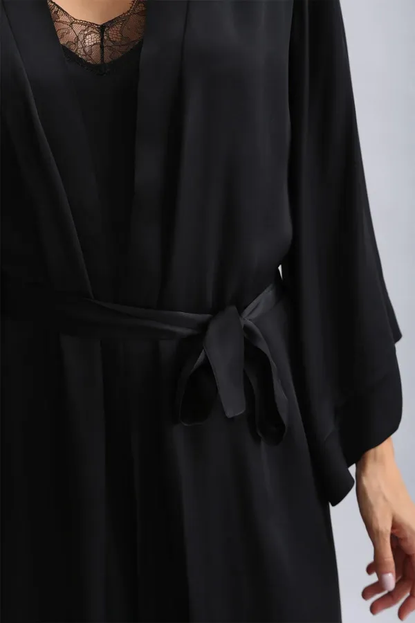 Mısırlı Kadın Bambu Sabahlık Siyah