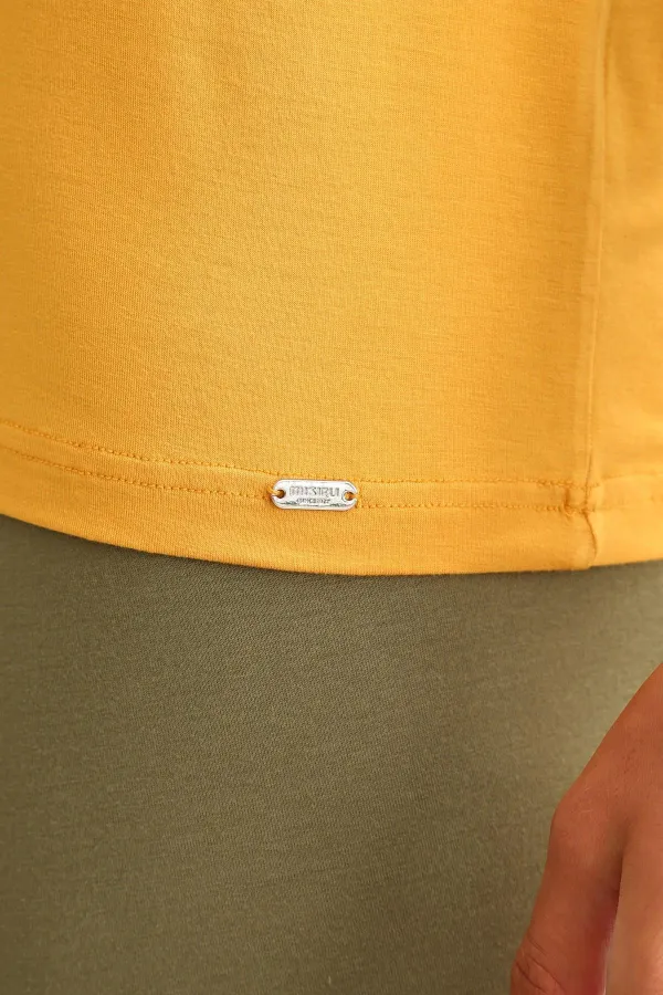 Mısırlı ORGANIC Pamuklu ZEUS LUXURY Regular Fit Bisiklet Yaka Sporcu Atlet / T-Shirt Hardal