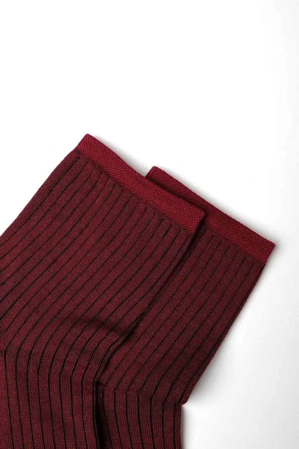 Mısırlı Kadın Merserize Tekli Soket Çorap Vişne