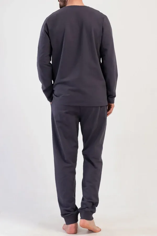 Mısırlı Erkek İki İplik Bisiklet Yaka Uzun Kollu Pijama Takımı Lacivert