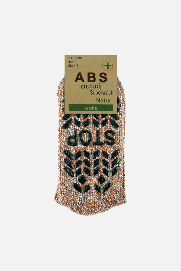 Chaussettes d'hiver pour femmes en laine mérinos égyptienne, coupe-froid, semelle antidérapante, orange