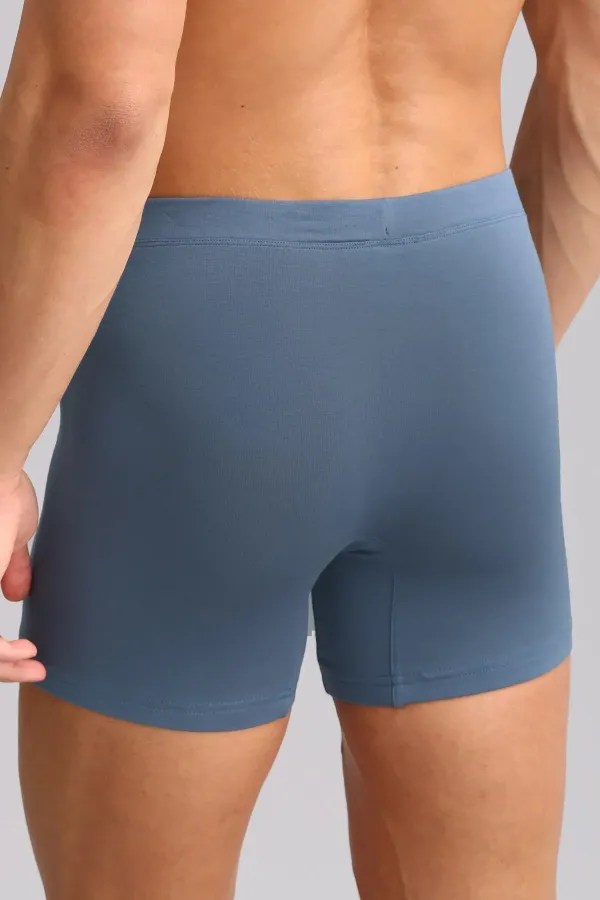 Mısırlı ORGANIC Cotton ZEUS LUXURY Regular Fit Metal Emblem Long Boxer Shorts Navy Blue