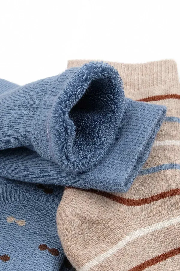 Mısırlı Erkek Bebek Pamuklu 3 Çift Soket Çorabı Çok Renkli