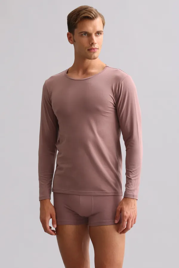 BAMBU HERCULES Slim Fit Bisiklet Yaka Uzun Kollu Erkek  Fanila Lavender