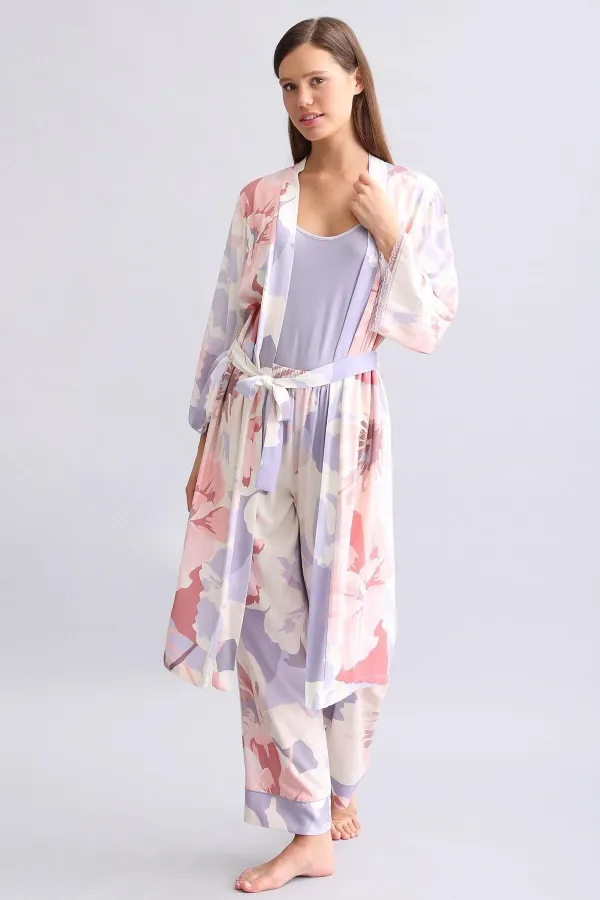 Mısırlı Women's Bamboo Robe Dark Lilac