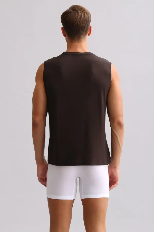 Mısırlı ORGANIC Cotton ZEUS LUXURY Regular Fit V-Neck Athletic Tank Top/T-Shirt Brown