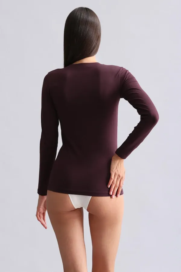 Débardeur/sweat-shirt à manches longues et col rond en modal égyptien TENCEL BRITT violet