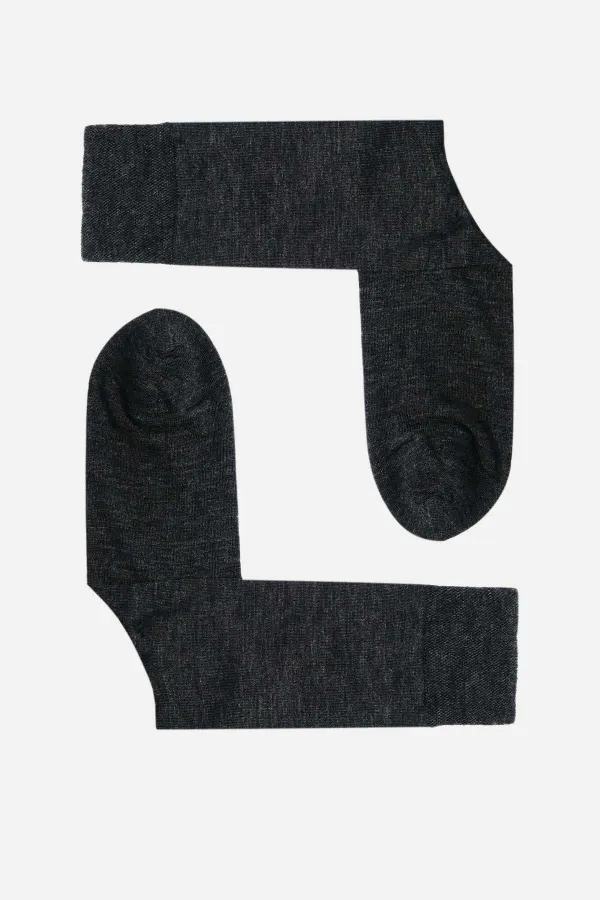 Mısırlı Erkek Soft Wool (Koyun Yünü) Tekli Soket Çorap Antrasit