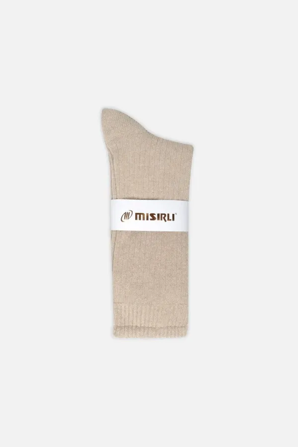 Mısırlı Kadın Kaşmir Tekli Soket Çorap Bej