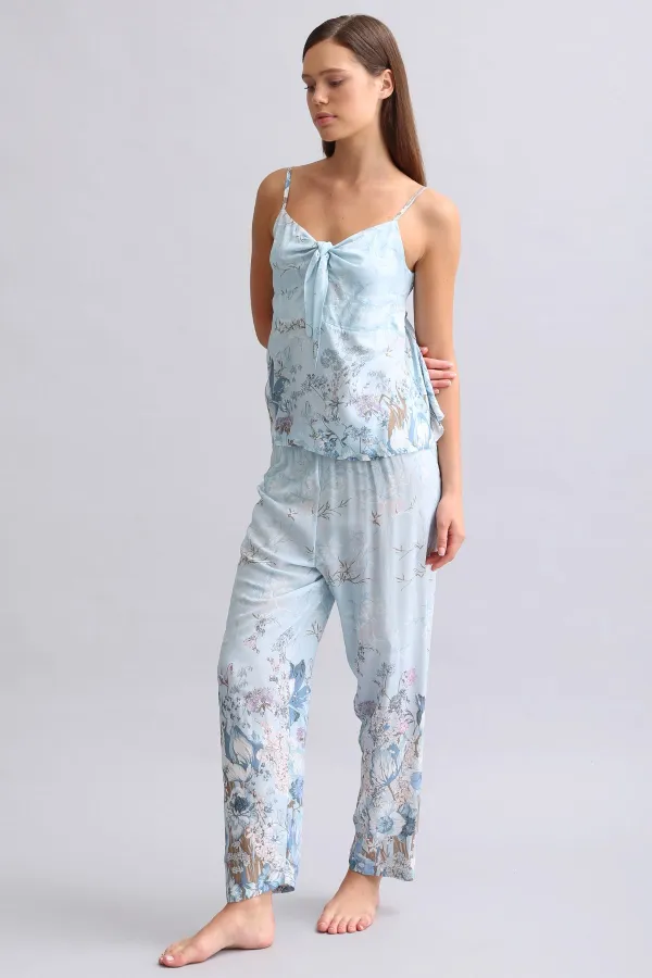 Mısırlı Kadın Viskon Dokuma Pijama Mavi