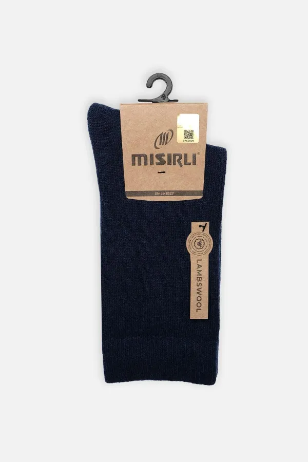 Chaussettes égyptiennes en laine de mouton, coloris indigo, à une seule chaussette
