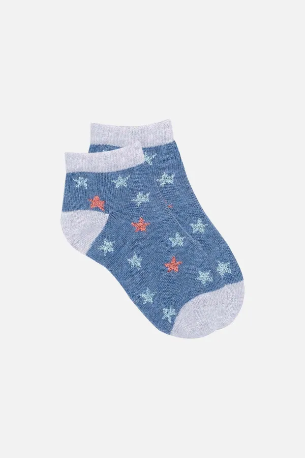 Chaussettes bottines bébé unisexes en coton égyptien, motif étoiles, lot de 3 paires