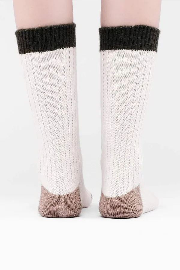 Mısırlı Kadın Kuzu Yünü Tekli Soket Çorap Ekru