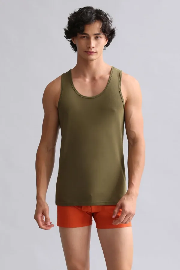 Mısırlı ORGANIC Pamuklu HERCULES Slim Fit Basic Atlet Koyu Haki