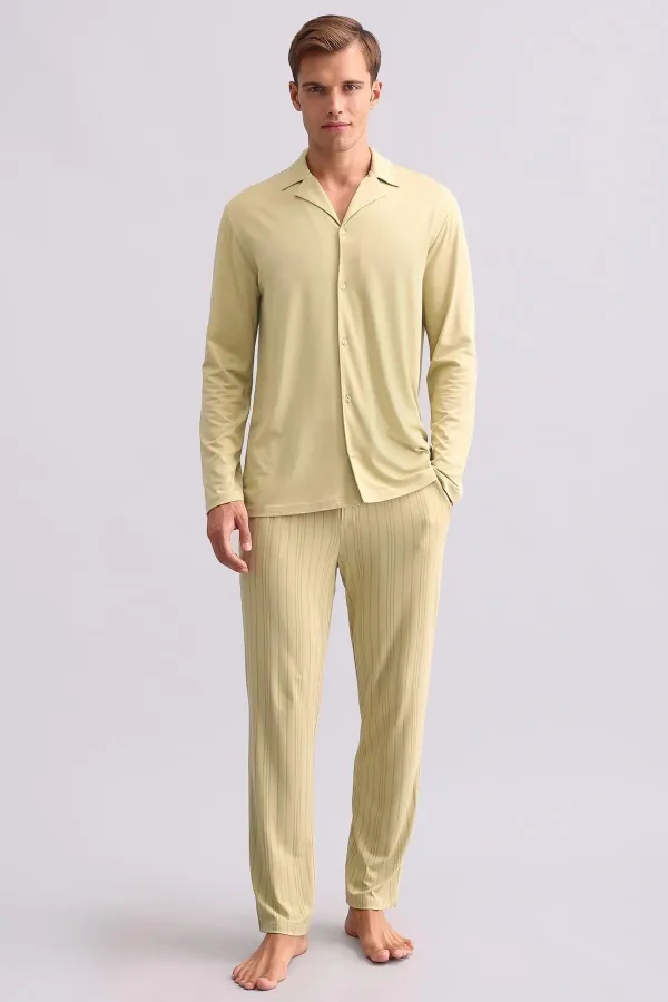 Chemise égyptienne à manches longues en bambou, vert sauge