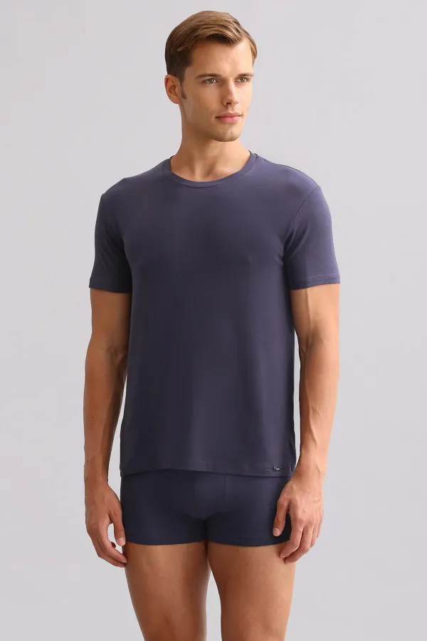 Mısırlı ORGANIC Pamuklu ZEUS LUXURY Regular Fit Bisiklet Yaka Fanila / T-Shirt Antrasit