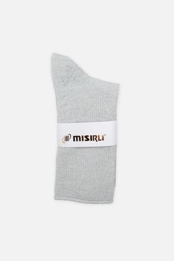 Mısırlı Kadın Bambu Simli Soket Çorap Açık Gri