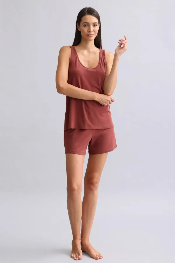 Kadın Bambu Regular Pijama Üst Bordo Kadın Bambu Regular Pijama Üst Bordo