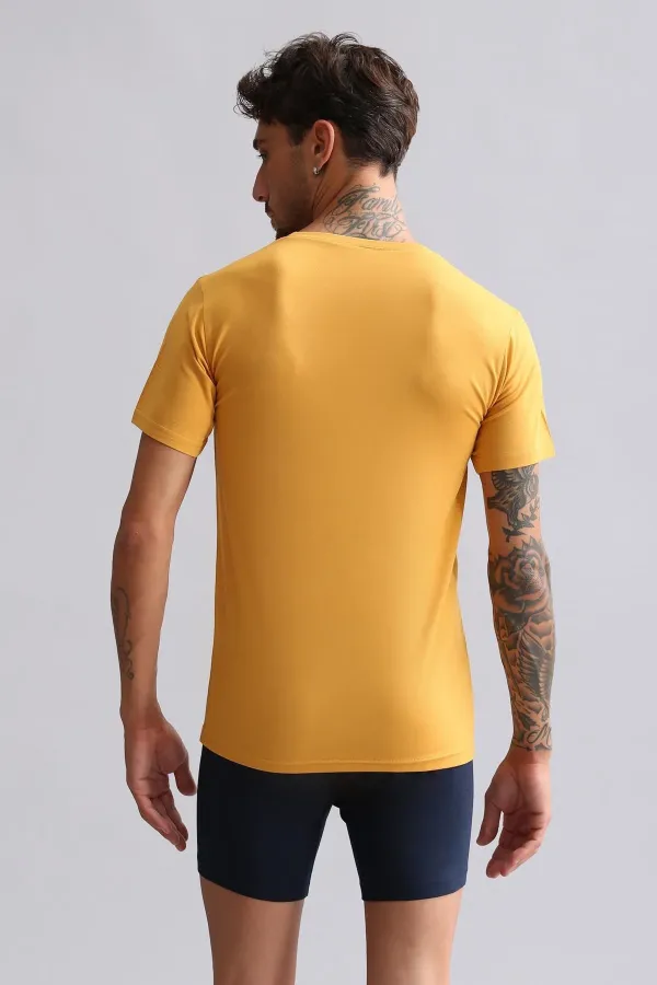 Mısırlı Modal By TENCEL HERCULES Slim Fit Bisiklet Yaka Fanila / T-Shirt Hardal